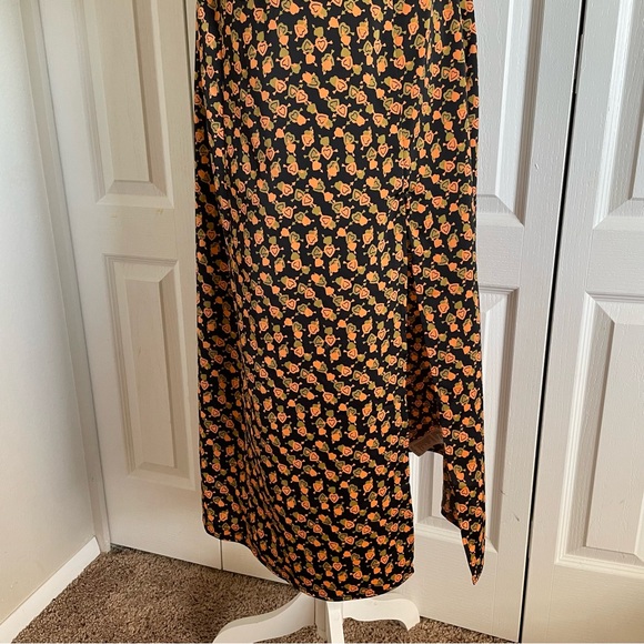 UO Mariah Lace-Up Midi Slip Dress Women’s Ladies L Heart Print Smocked Romance - Picture 4 of 12